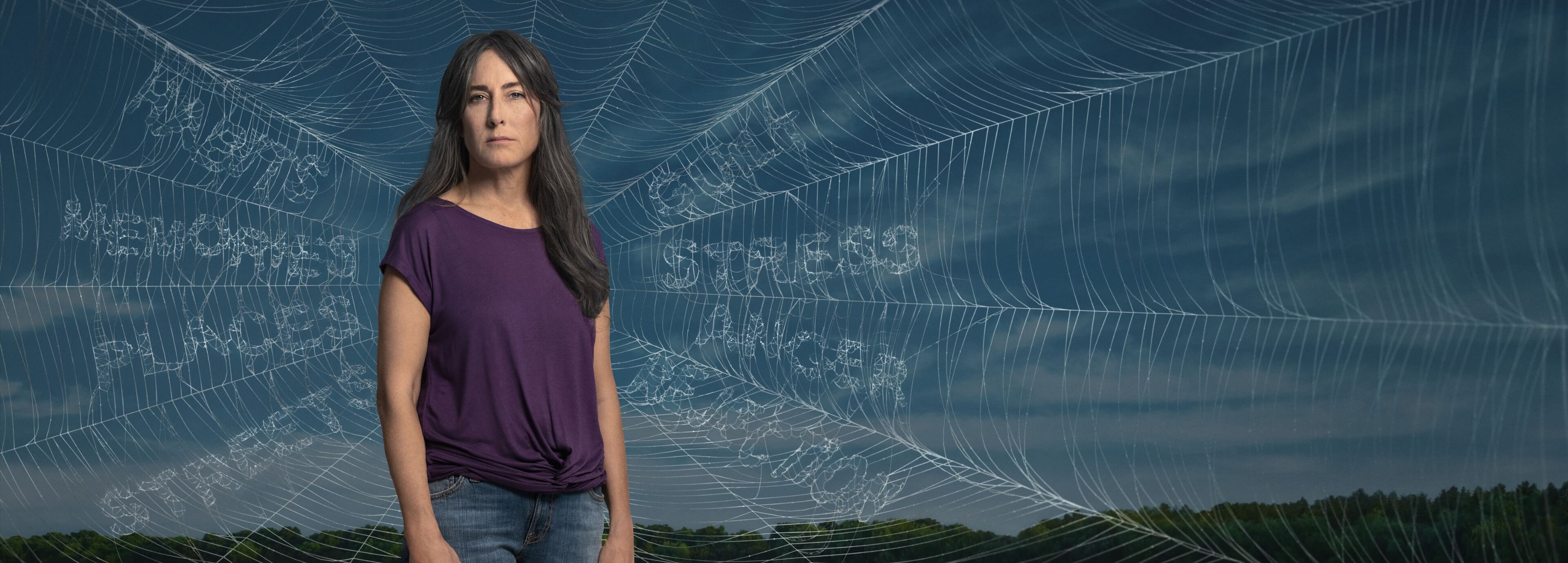 Woman stands in front of a web of OUD triggers