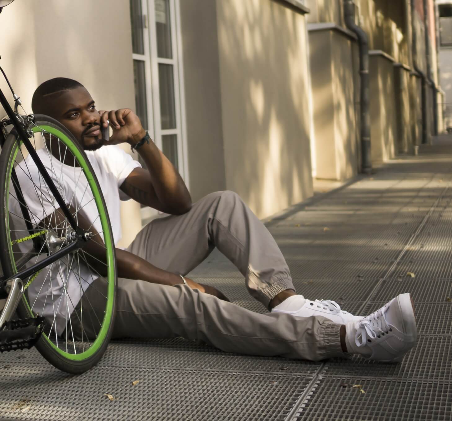 Photo of man with bike